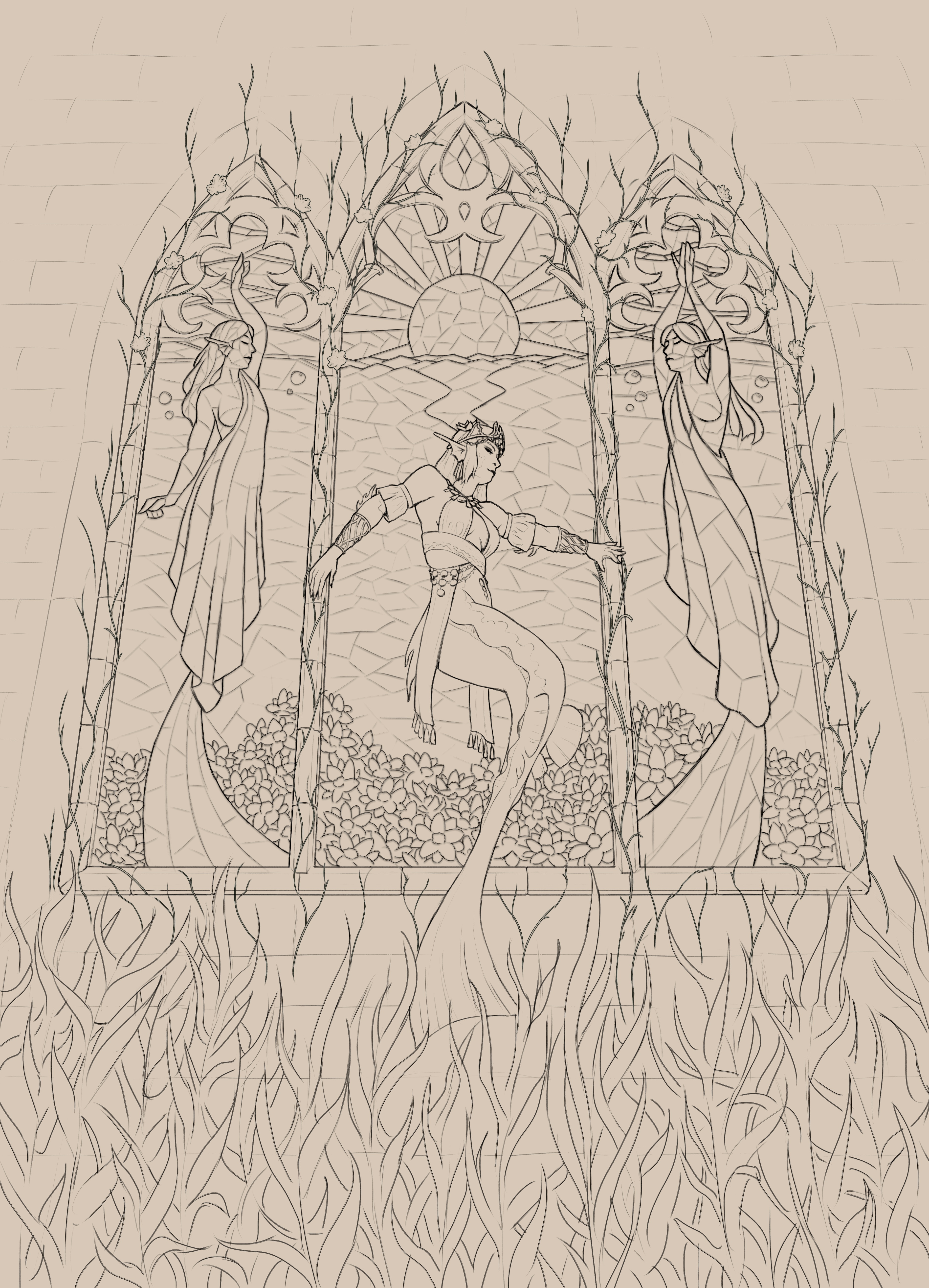The previous image with only lineart displayed.